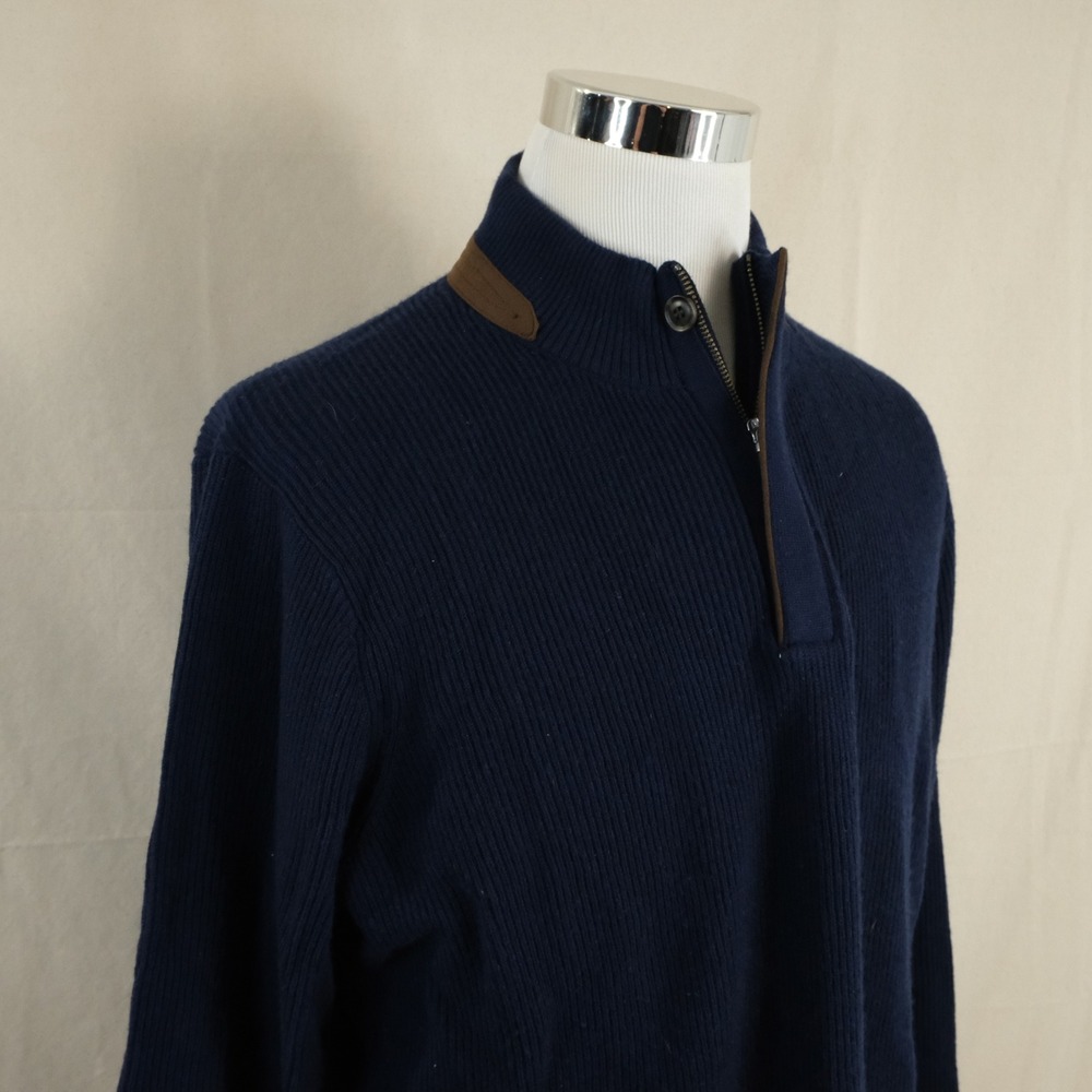 Peter Millar XL Quarter Zip Sweater Merino Cashmere Wool Navy Pullover Mens
